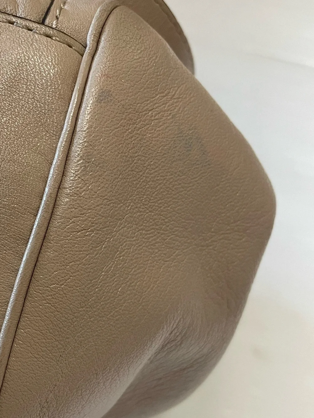 Coach Madison Gathered Chevron Leather Madeline Satchel Soft Putty Beige